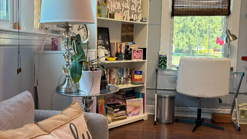 A quiet consulting room at the Center for Mind Body Balance in Saddle River, NJ, used for addiction counseling